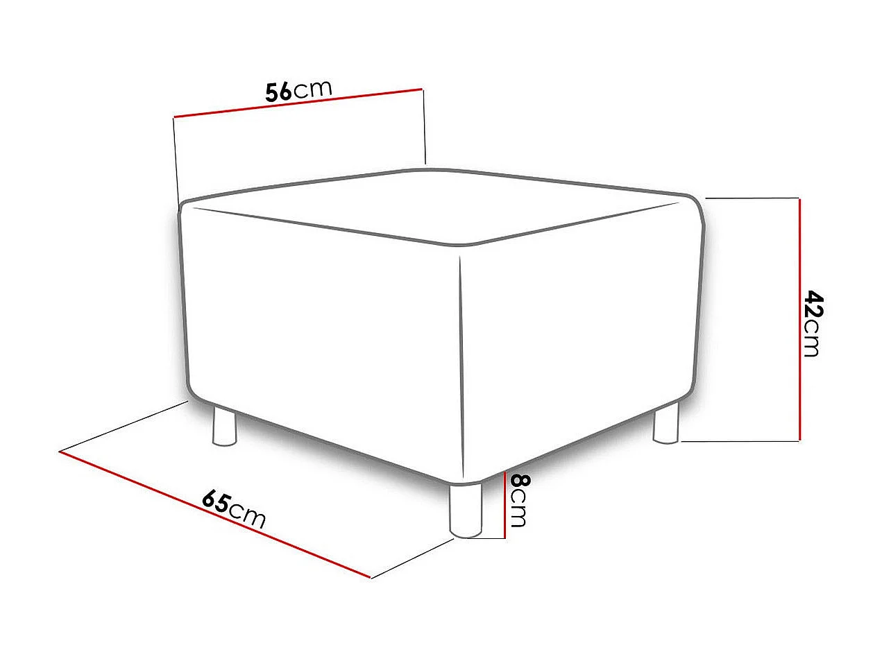 Puf Comfivo 126, Negro, 42x56x65cm, Tapiz, Patas: Plástico