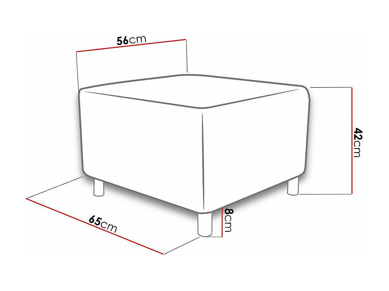 Puf Comfivo 126, Negro, 42x56x65cm, Tapiz, Patas: Plástico