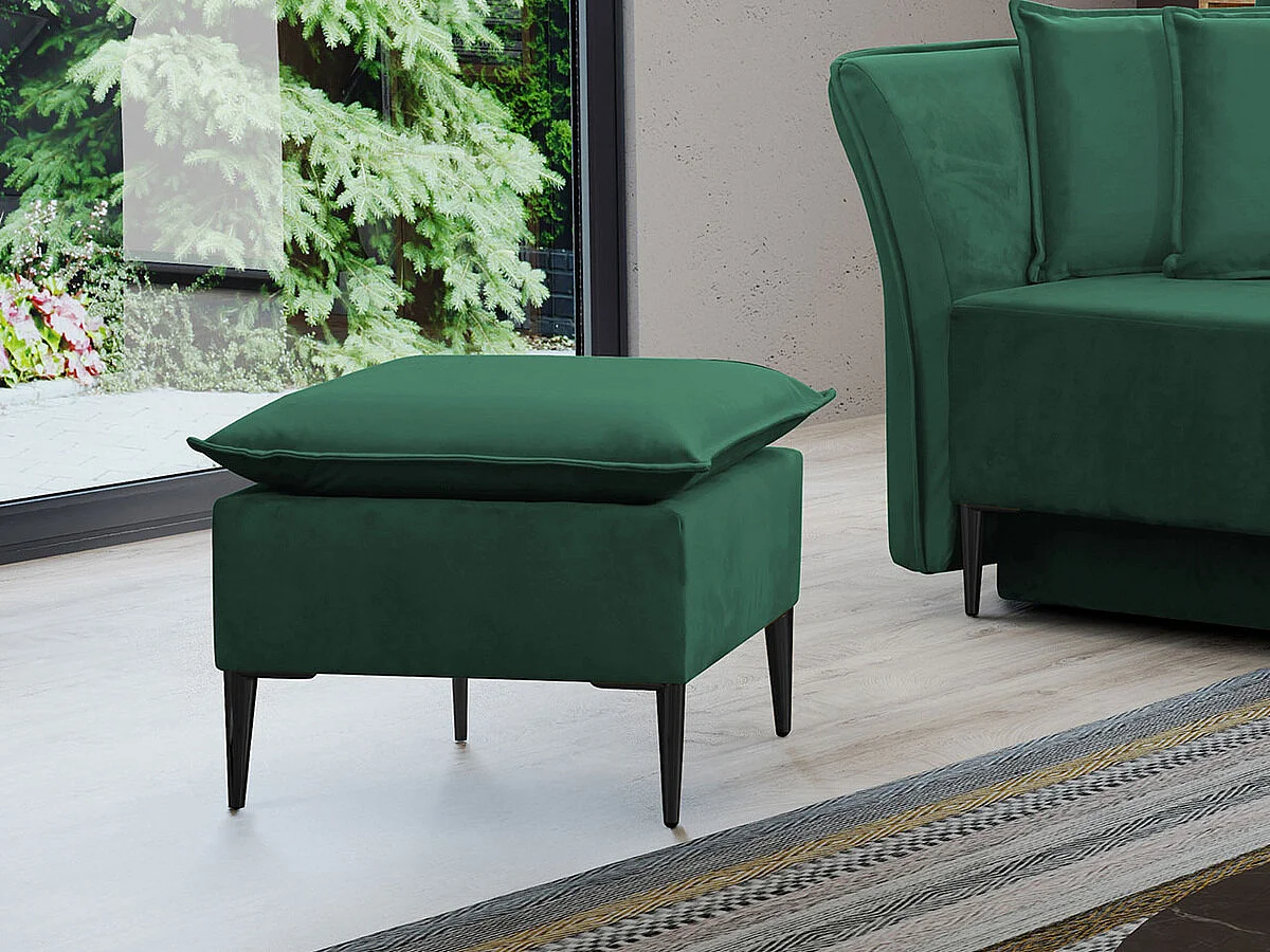 Pouf Providence 147, Vert, 45x50x50cm, Tapisserie, Pieds: Métal