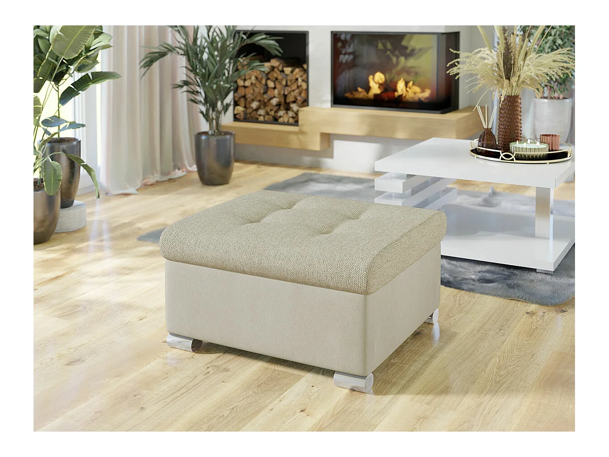 Pouf Comfivo 115, Brun clair, 41x68x70cm, Tapisserie, Pieds: Plastique