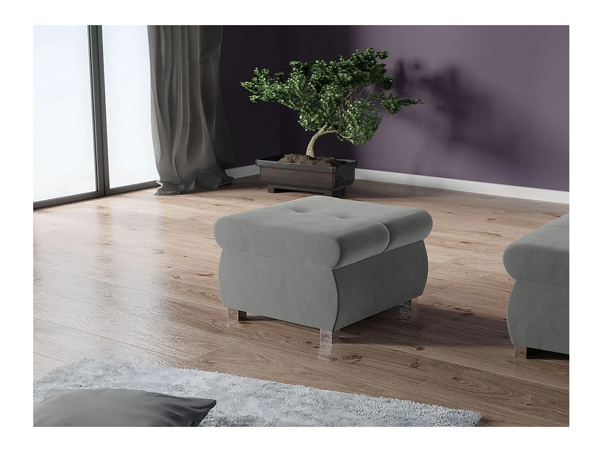 Pouf Comfivo 122, Grigio, 39x60x60cm, Arazzo, Gambe: Metallo, Senza