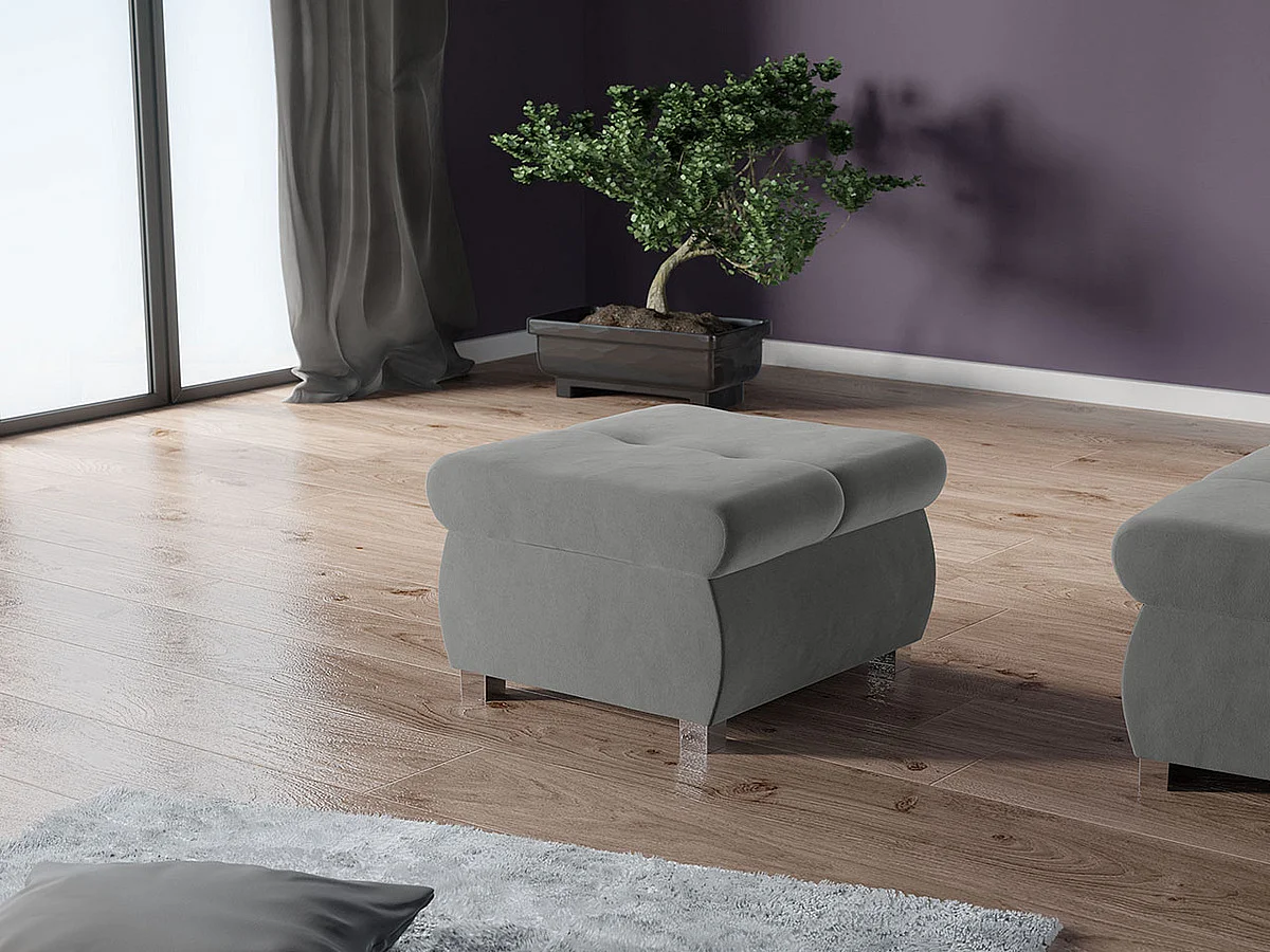 Puf Comfivo 122, Gris, 39x60x60cm, Tapiz, Patas: Metal