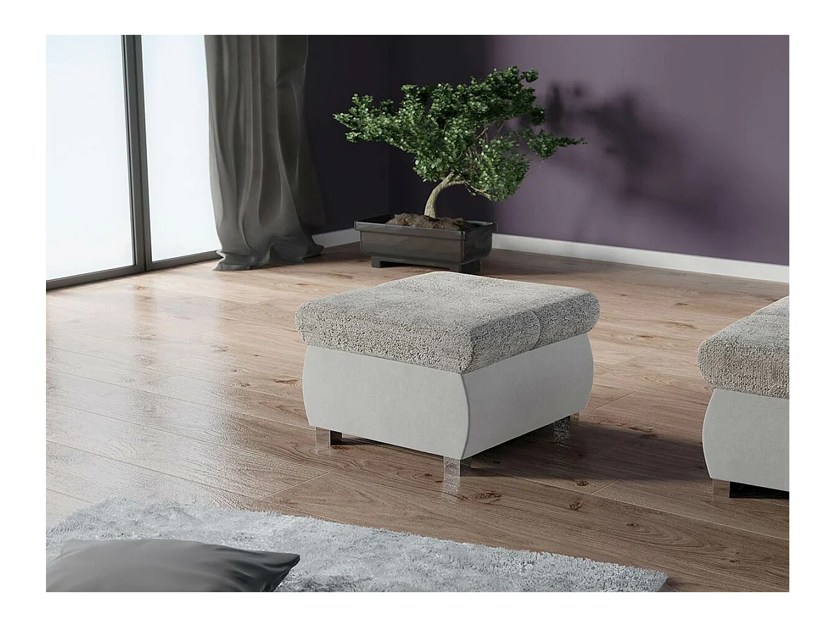 Pouf Comfivo 142, Grigio, 39x60x60cm, Arazzo, Gambe: Metallo, Senza