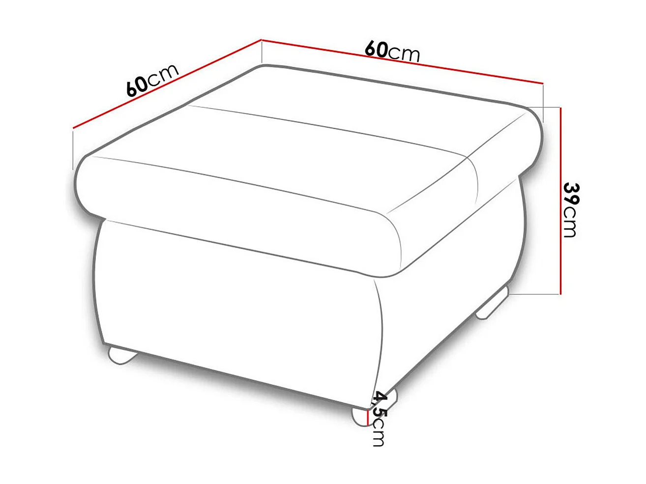 Puf Comfivo 122, Turquesa, 39x60x60cm, Tapiz, Patas: Metal
