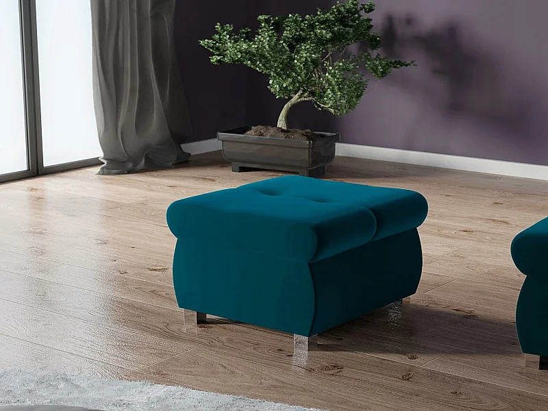 Puf Comfivo 122, Turquesa, 39x60x60cm, Tapiz, Patas: Metal