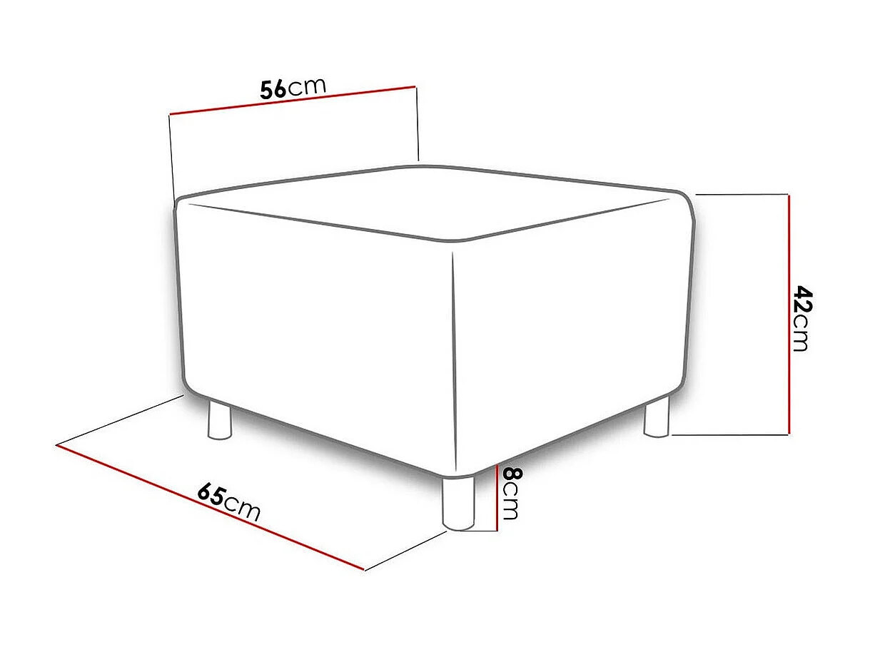 Pouf Comfivo 126, Pourpre, 42x56x65cm, Tissu, Pieds: Plastique