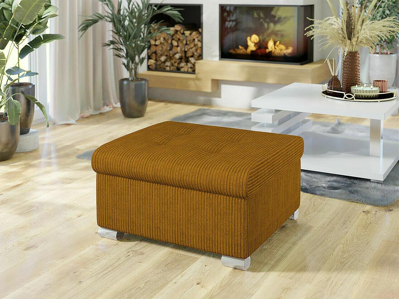 Puf Comfivo 115, Amarillo, 41x68x70cm, Tapiz, Patas: Plástico