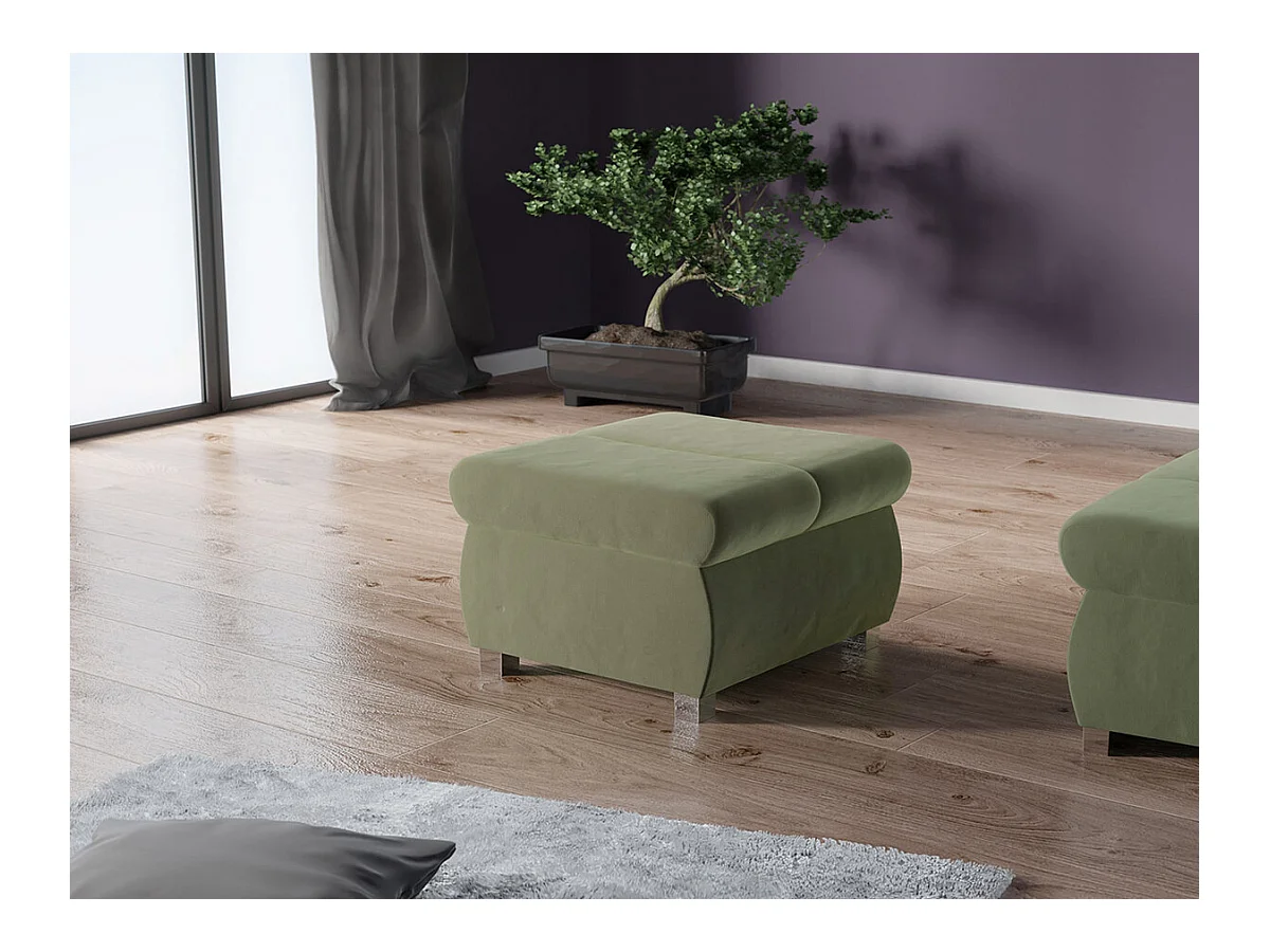 Pouf Comfivo 142, Vert, 39x60x60cm, Tapisserie, Pieds: Métal
