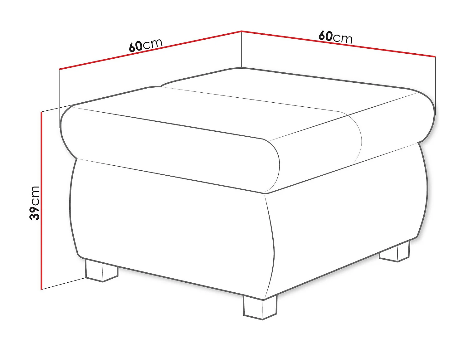 Puf Comfivo 142, Verde, 39x60x60cm, Tapiz, Patas: Metal
