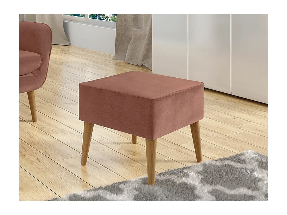 Pouf Comfivo 205, Rose, 41x45x45cm, Tapisserie, Pieds: Bois