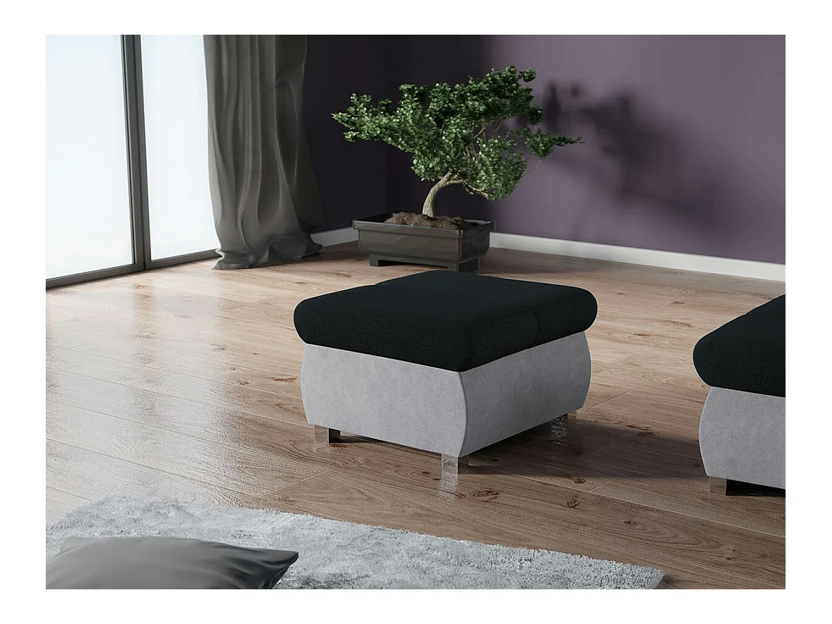 Pouf Comfivo 142, Gris, 39x60x60cm, Tapisserie, Pieds: Métal