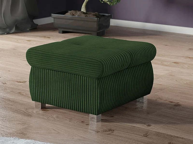 Pouf Comfivo 122, Vert, 39x60x60cm, Tapisserie, Pieds: Métal