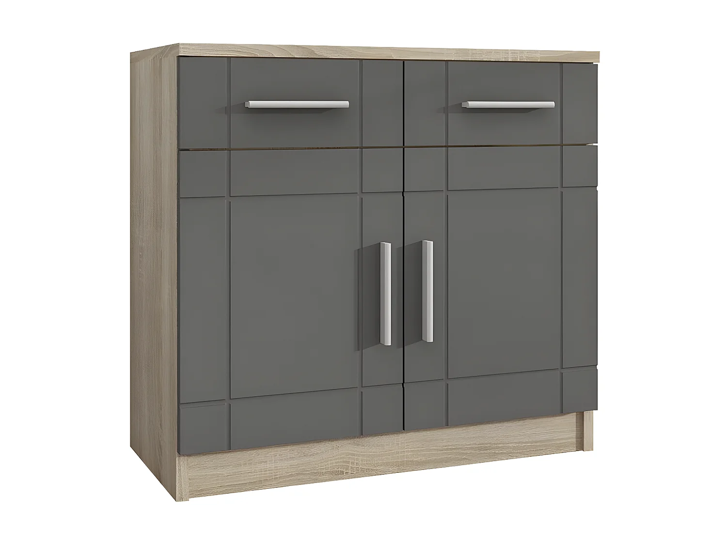 Commode Tucson 144, Sonoma chêne|Graphite, Tiroirs et portes, Nombre de tiroirs: 2, 70cm