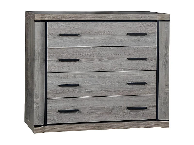 Cómoda Lorelie 101, Trufa roble, Con cajones, Número de cajones: 4, 91x107x44cm