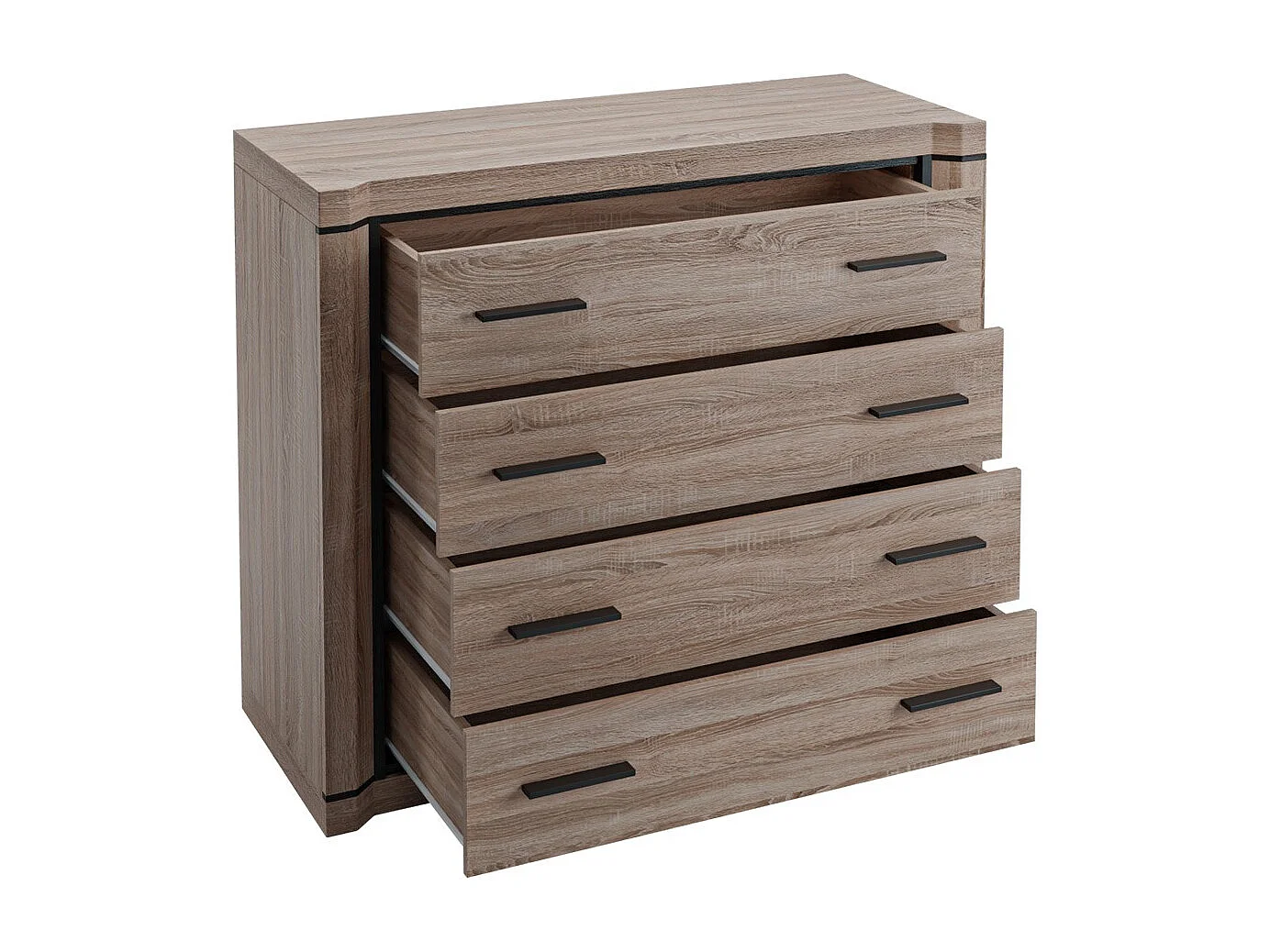 Commode Lorelie 101, Truffe chêne, Avec tiroirs, Nombre de tiroirs: 4, 91x107x44cm