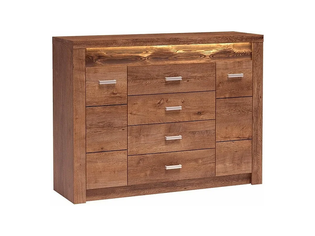 Commode Serfeno 104, Frêne, Avec tiroirs et portes, Nombre de tiroirs: 4, 104x137x42cm