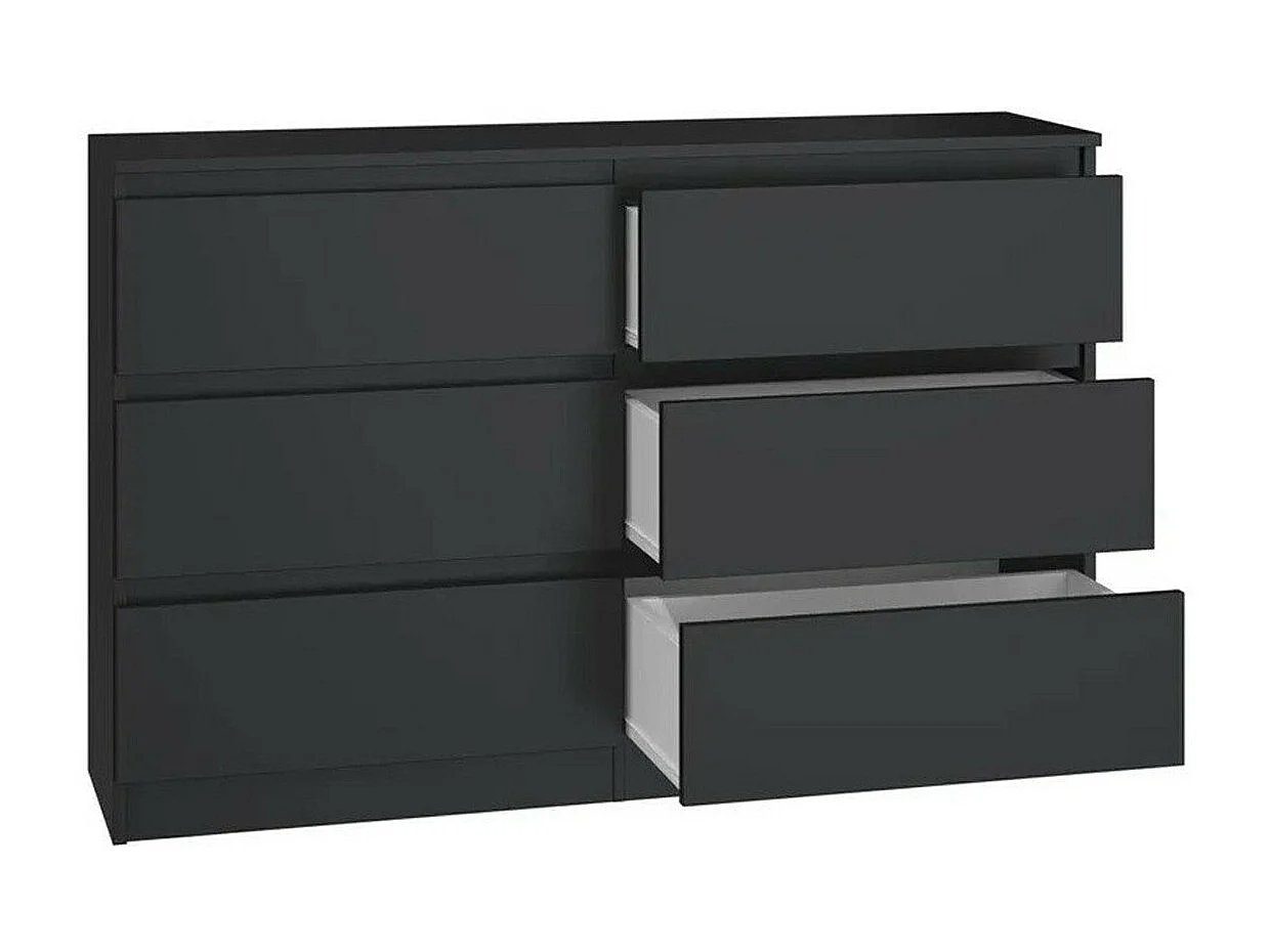 Cómoda Comfivo 186, Negro, Con cajones, Número de cajones: 6, 77x120x30cm