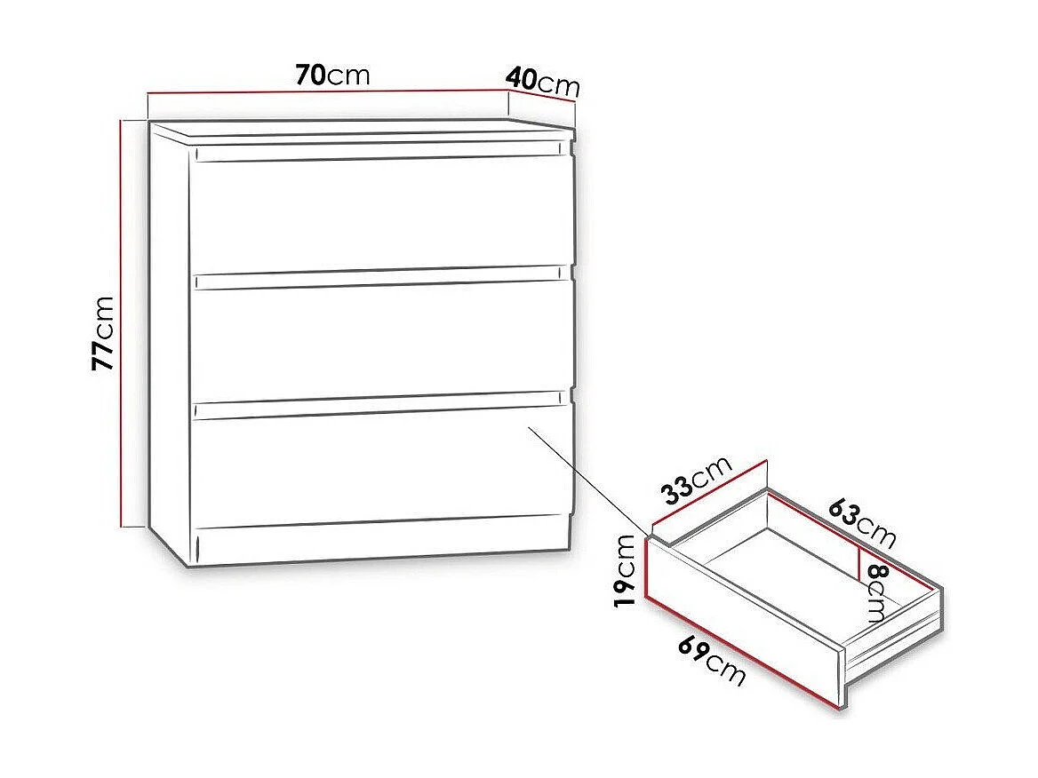 Cassettiera Comfivo 159, Sonoma quercia, Con cassetti, Numero di cassetti: 3.00, 77x70cm