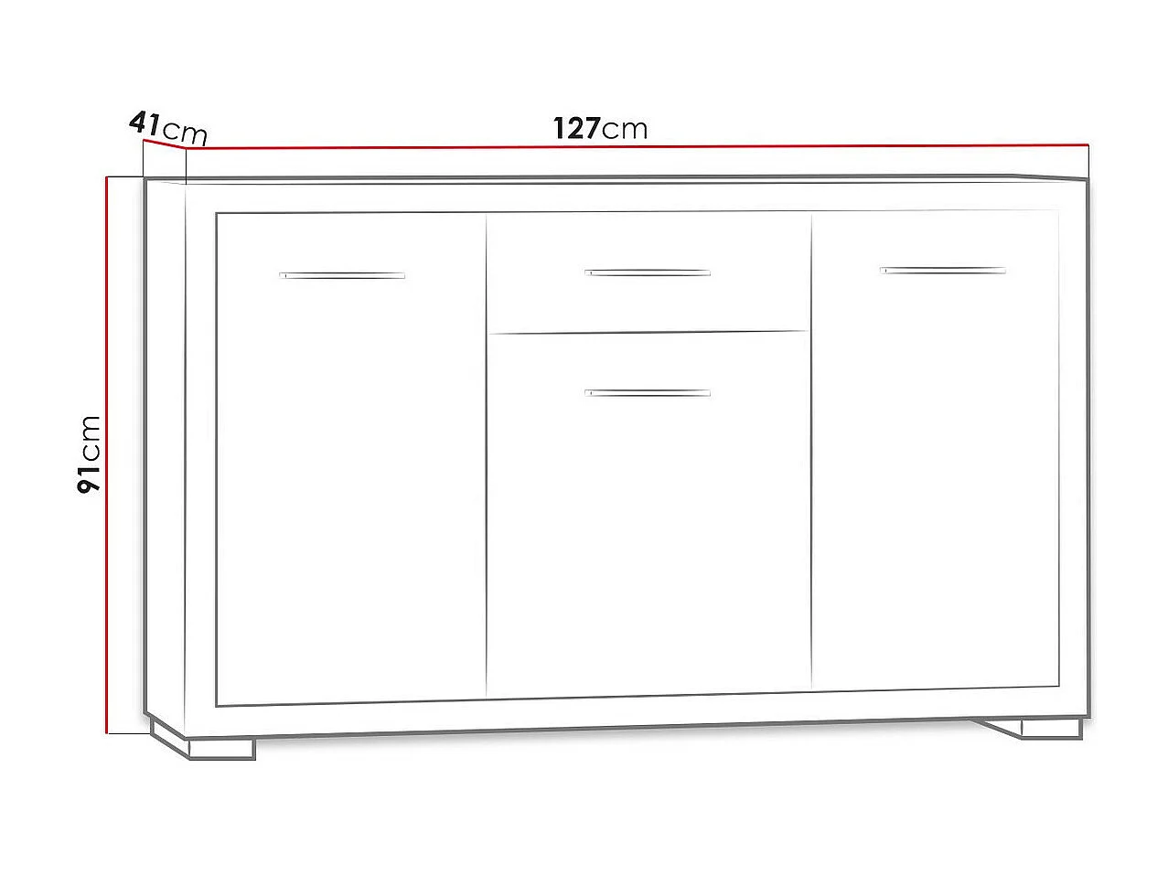 Commode Fiomeri 103, Chêne santana, Tiroirs et portes, Nombre de tiroirs: 1, 91x127x41cm