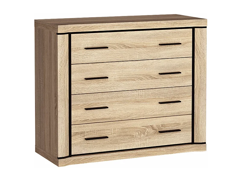 Commode Lorelie 101, Sonoma chêne, Avec tiroirs, Nombre de tiroirs: 4, 91x107x44cm