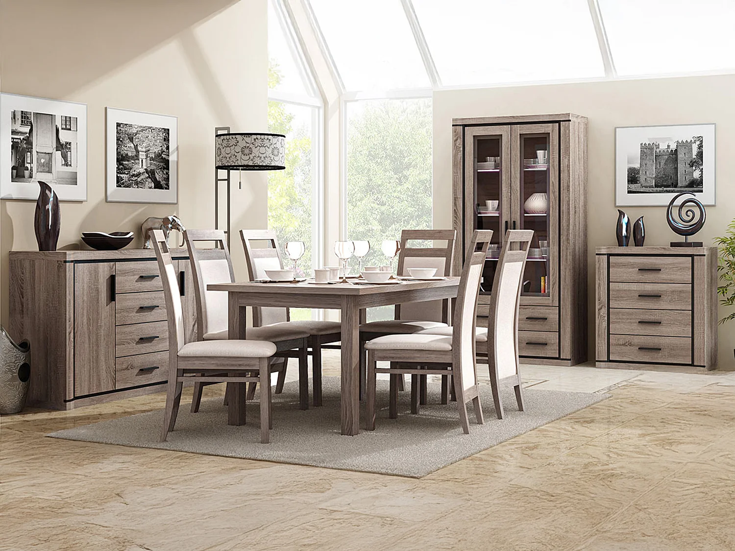 Commode Lorelie 104, Truffe chêne, Tiroirs et portes, Nombre de tiroirs: 4, 91x137x44cm