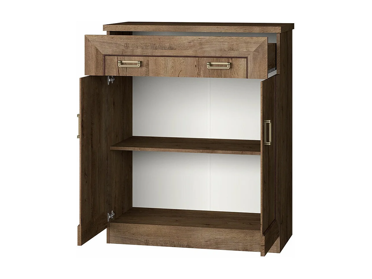 Cómoda Lircava 101, Roble de lefkada, Con cajones y puertas, Número de cajones: 1, 110cm