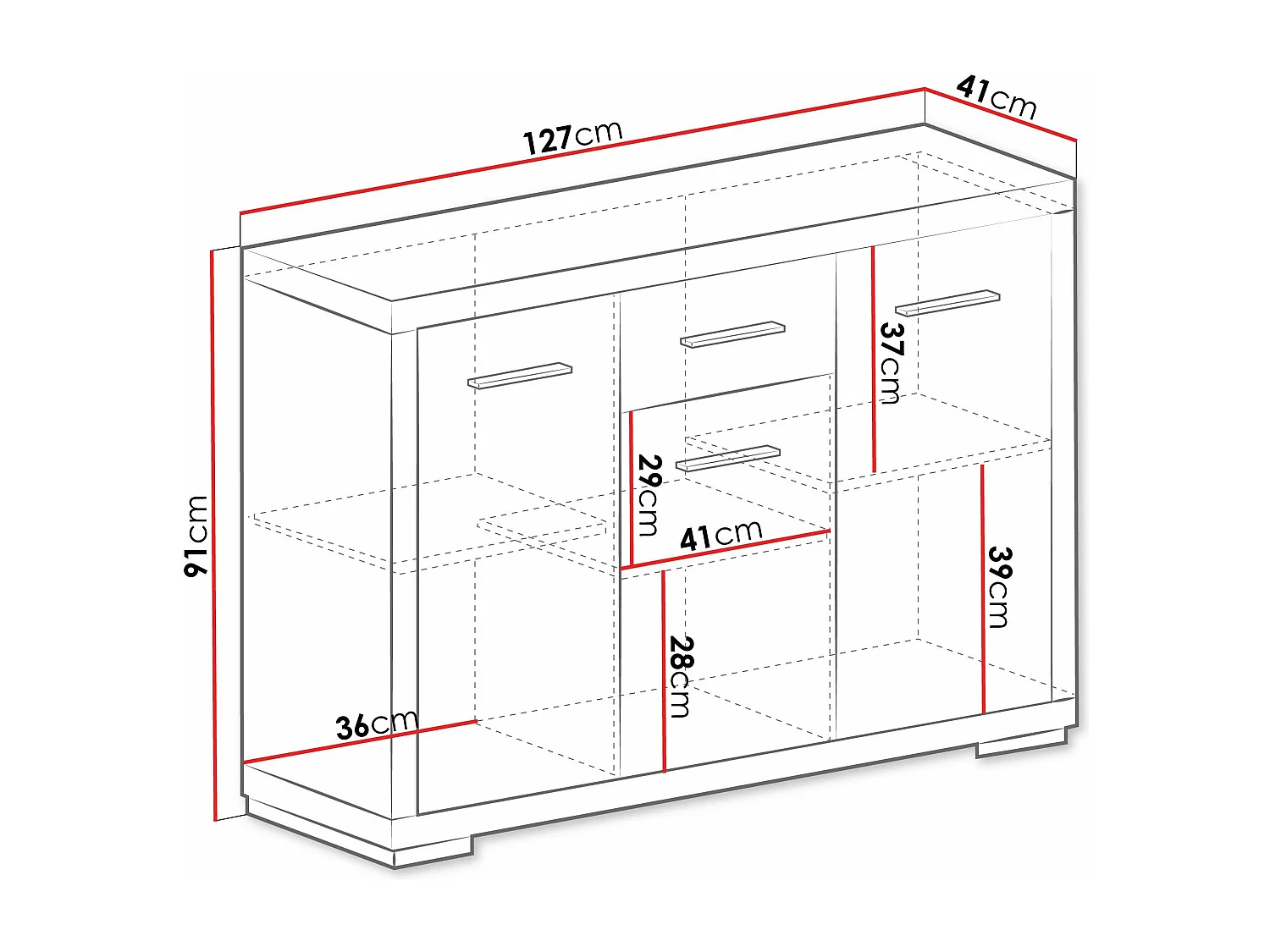 Commode Fiomeri 103, Sombre chêne santana, Tiroirs et portes, Nombre de tiroirs: 1, 91cm