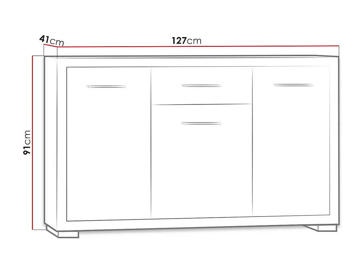 Commode Fiomeri 103, Sombre chêne santana, Tiroirs et portes, Nombre de tiroirs: 1, 91cm