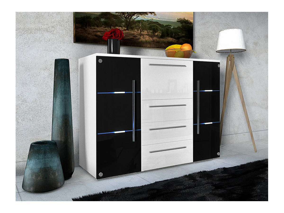 Commode Nashville 101, Avec tiroirs et portes, Nombre de tiroirs: 3, 115x136x39cm