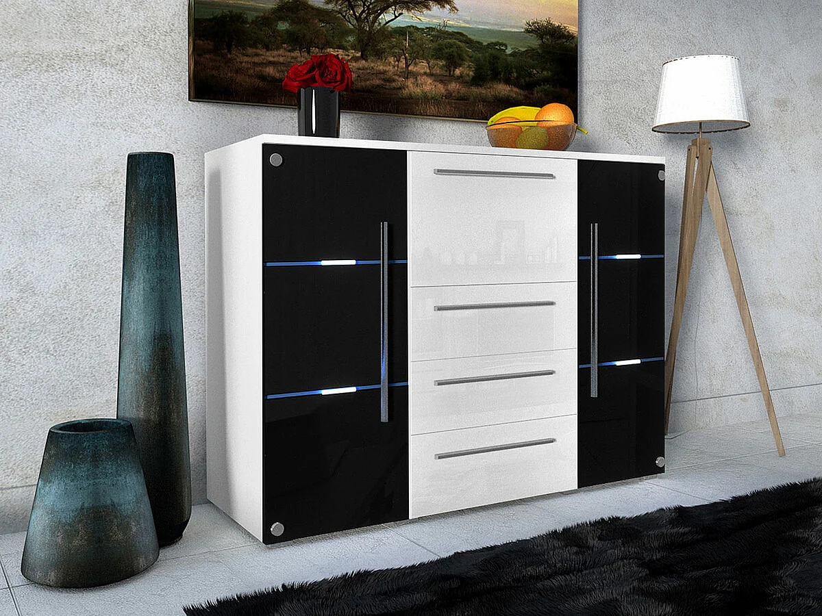 Cómoda Nashville 101, Con cajones y puertas, Número de cajones: 3, 115x136x39cm