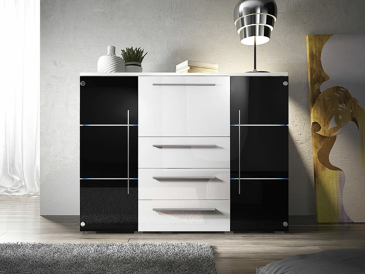 Cómoda Nashville 101, Con cajones y puertas, Número de cajones: 3, 115x136x39cm