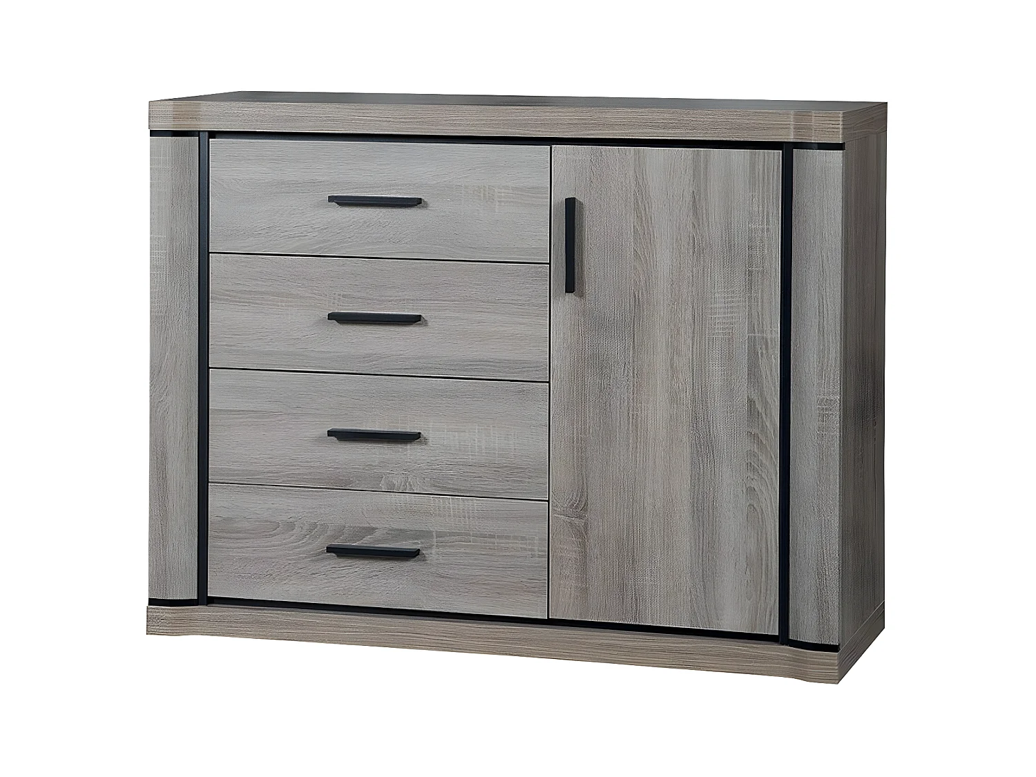 Commode Lorelie 102, Truffe chêne, Avec tiroirs et portes, Nombre de tiroirs: 4, 91x117cm
