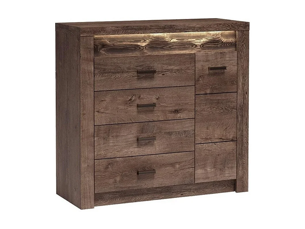 Commode Serfeno 115, Chêne sombre, Tiroirs et portes, Nombre de tiroirs: 4, 104x109x42cm