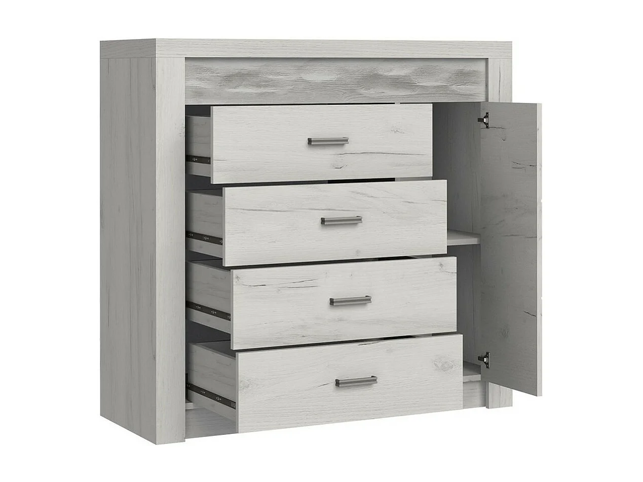 Commode Serfeno 115, Chêne sombre, Tiroirs et portes, Nombre de tiroirs: 4, 104x109x42cm