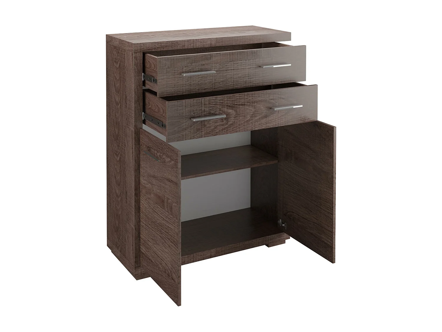 Cómoda Fiomeri 104, Roble Santana, Con cajones y puertas, Número de cajones: 2, 123x88cm