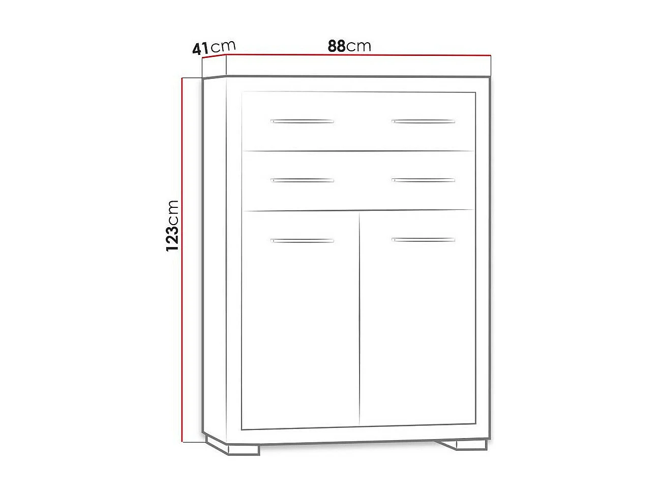 Cómoda Fiomeri 104, Roble Santana, Con cajones y puertas, Número de cajones: 2, 123x88cm