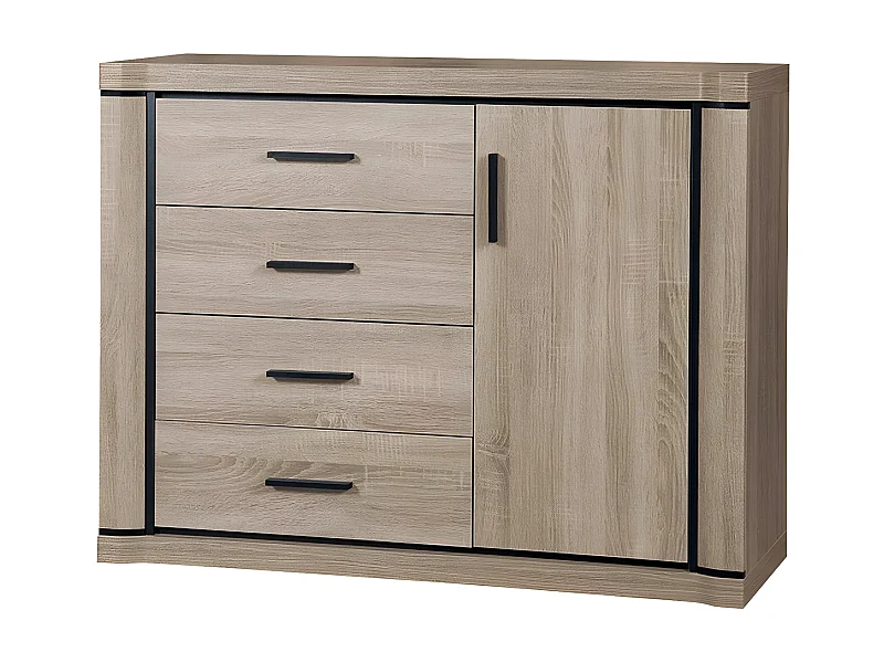 Cómoda Lorelie 102, Com gavetas e portas, Número de gavetas: 4