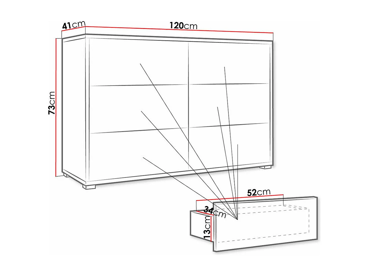 Cómoda Comfivo Fersoe 103, Com gavetas, 7x12x4cm