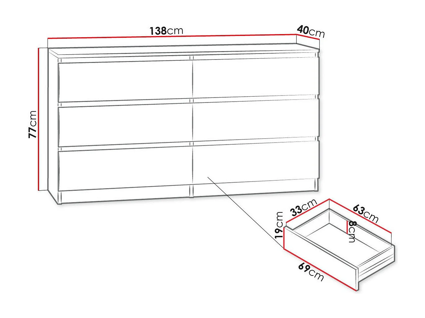 Cómoda Comfivo 161, Com gavetas, Número de gavetas: 6, 8x14x4cm