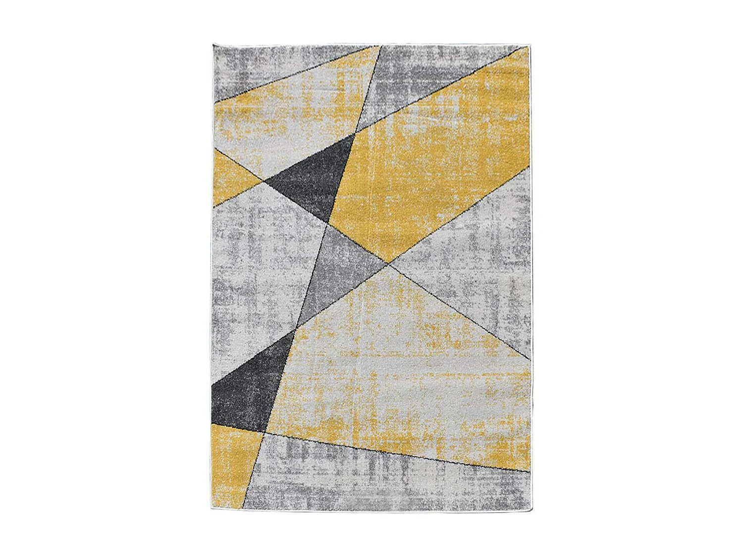 tapis salon 200x280 tissé jaune et gris rectangle motif géométrique ROSALINE
