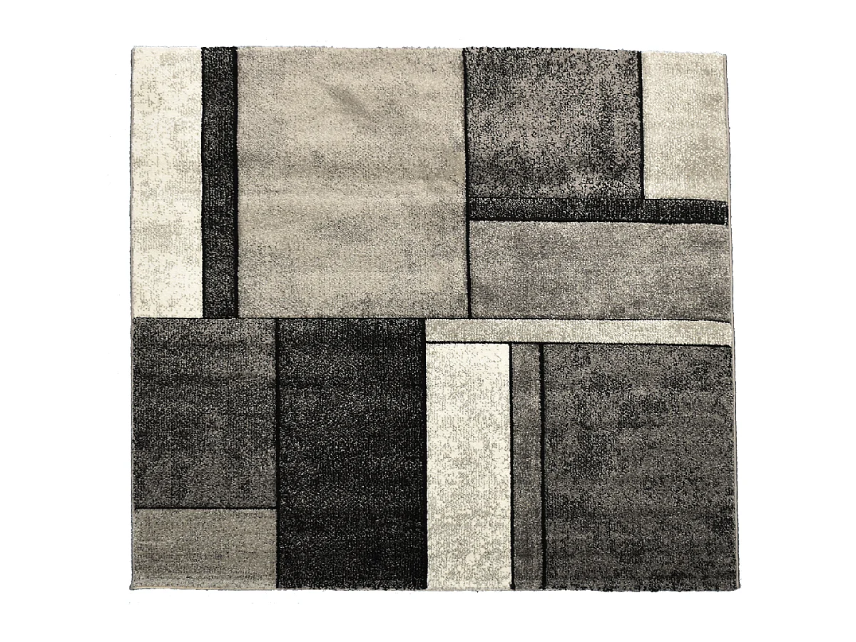 tapis salle à manger 200x290 tissé gris rectangle motif géométrique BI 61