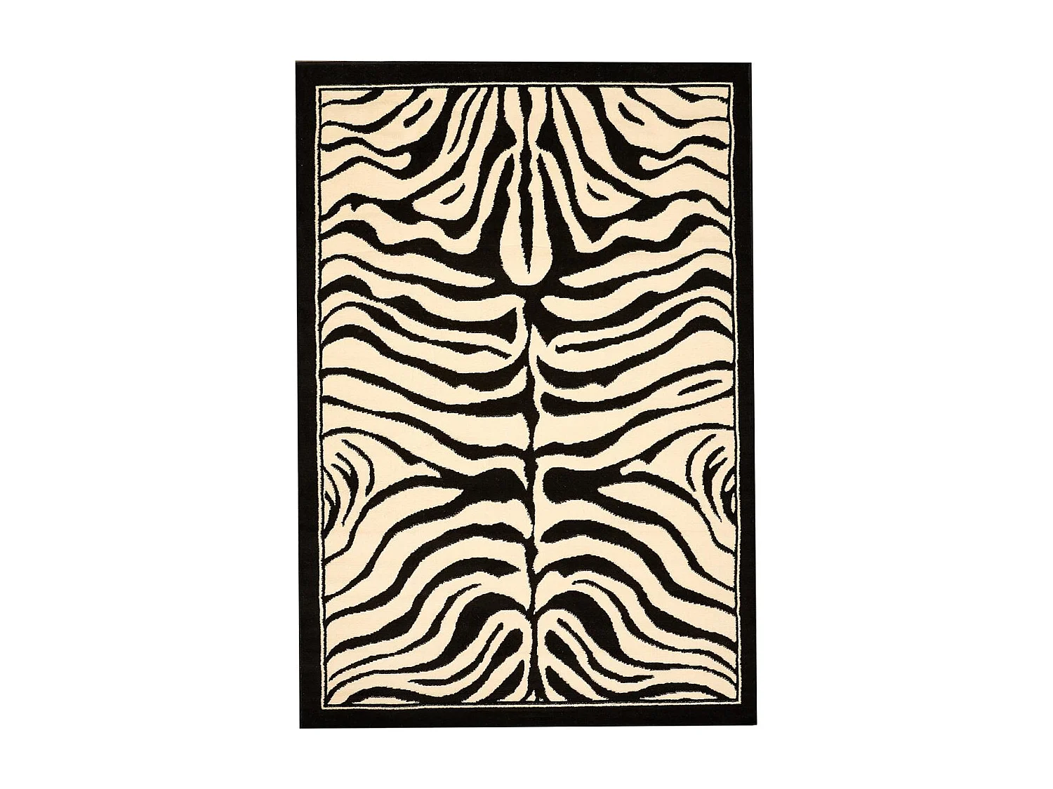 tapis salon 133x200 tissé noir rectangle motif animaux LYN1 ZEBRO