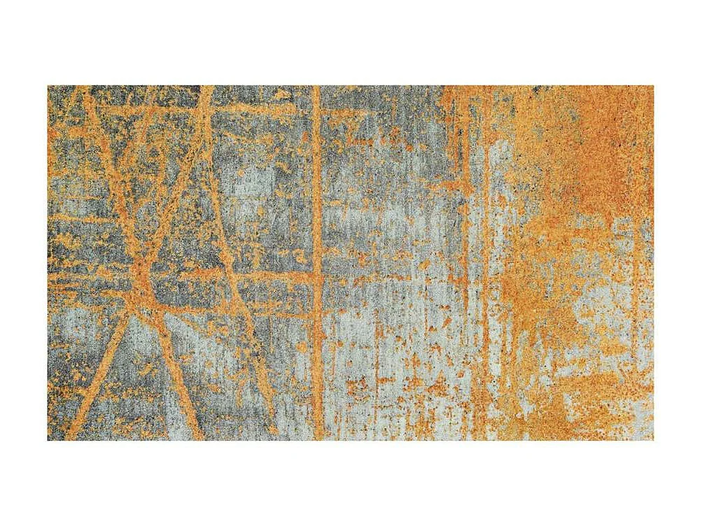 tapis entrée 170x240 tissé orange rectangle motif abstrait RUSTIC