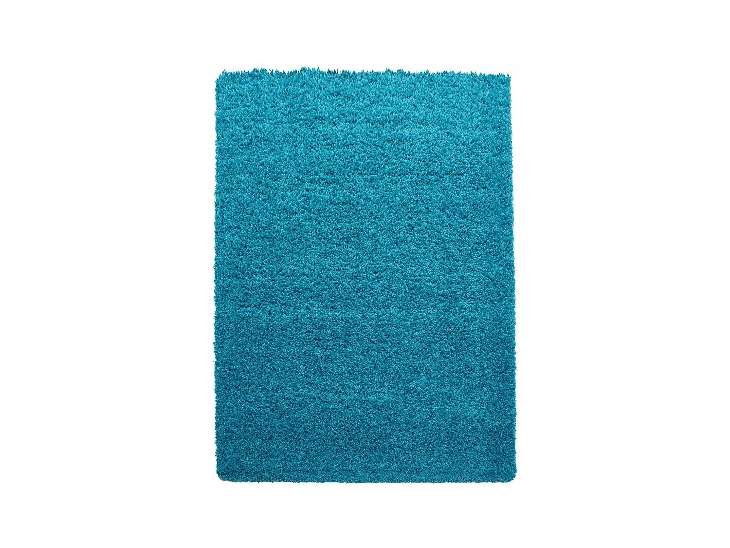 Tapis poils longs shaggy Ø120cm rond tissé turquoise motif uni UNI L