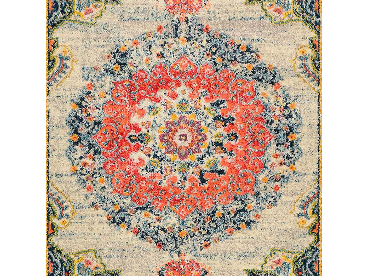 Tapis orient 160x230 rectangle crème et rouge tissé motif traditionnel OLCA