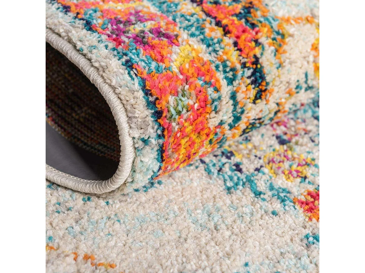 Tapis orient 160x230 rectangle crème et rouge tissé motif traditionnel OLCA