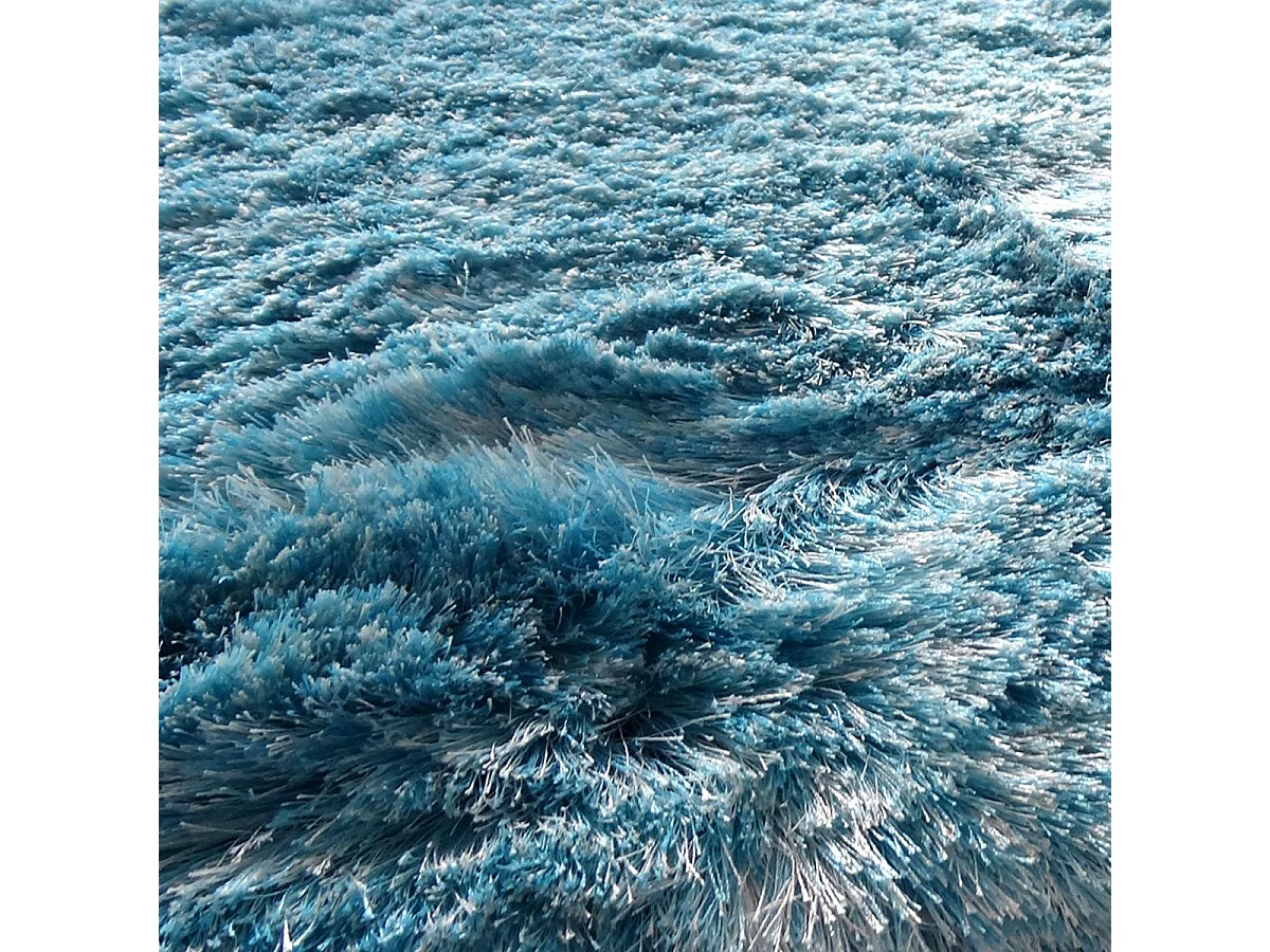 Tapis shaggy 240x340 rectangle fait main bleu motif uni SG FIN