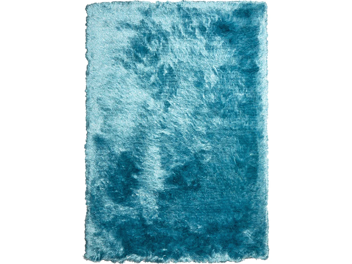 Tapis shaggy 240x340 rectangle fait main bleu motif uni SG FIN