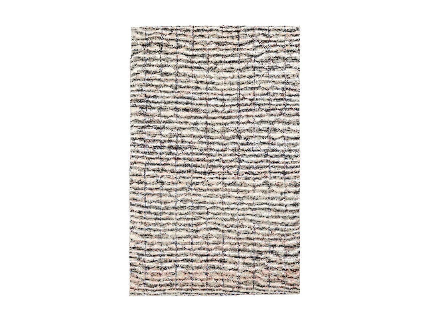tapis entrée 60x110 fait à la main en laine multicolore rectangle motif faux uni