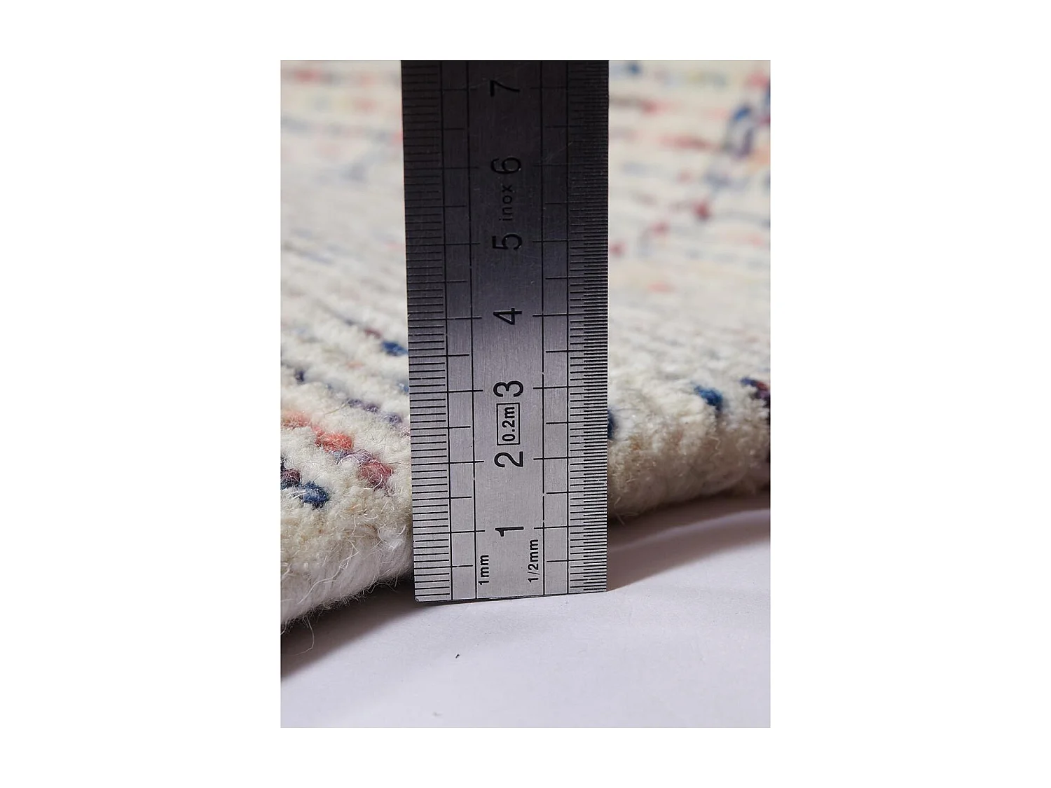 tapis entrée 60x110 fait à la main en laine multicolore rectangle motif faux uni